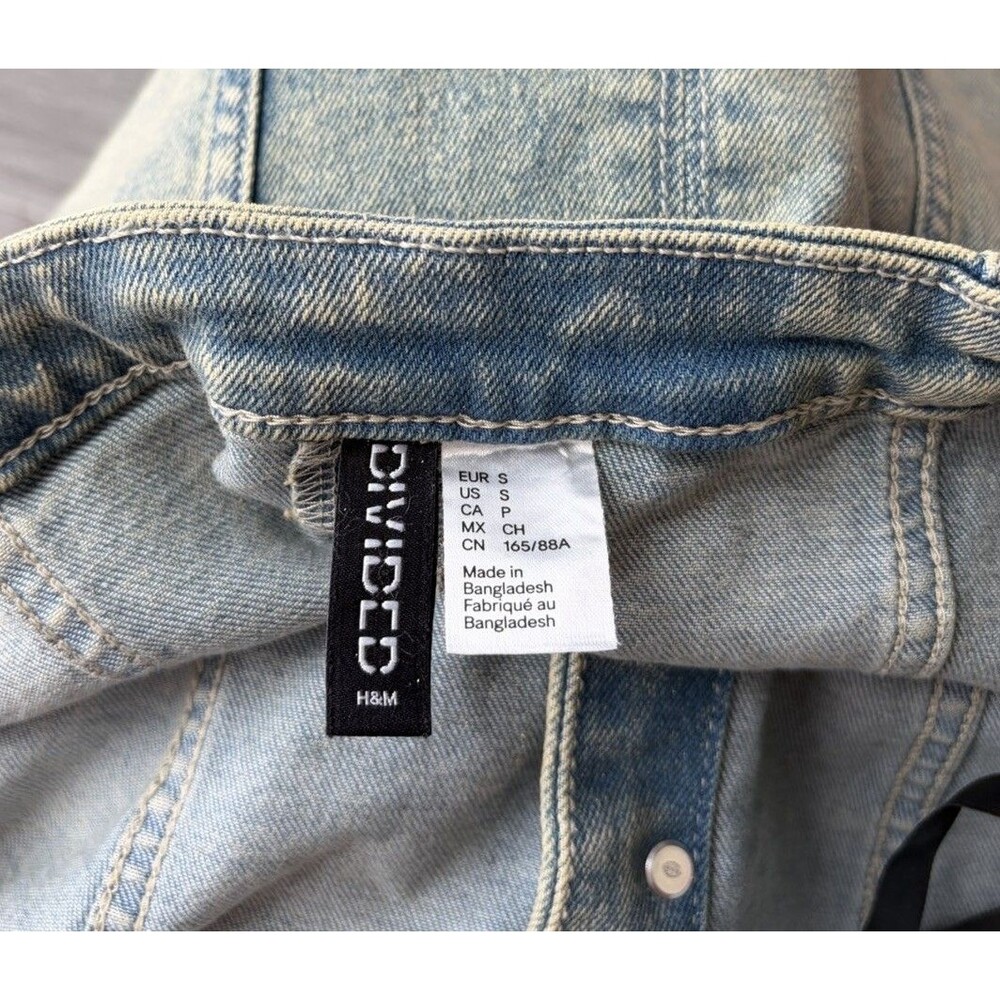 H&M Divided Denim Bandeau Tube Top Corset Style Button Up Light Wash Size S - Picture 5 of 6